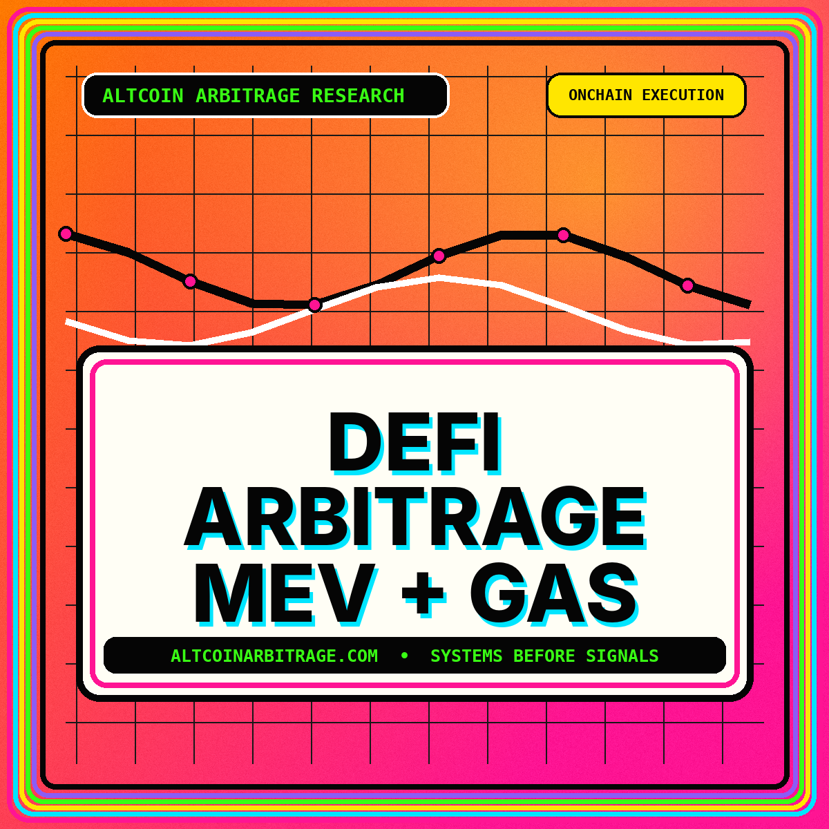 Neon typography artwork for DeFi Arbitrage and MEV Risk
