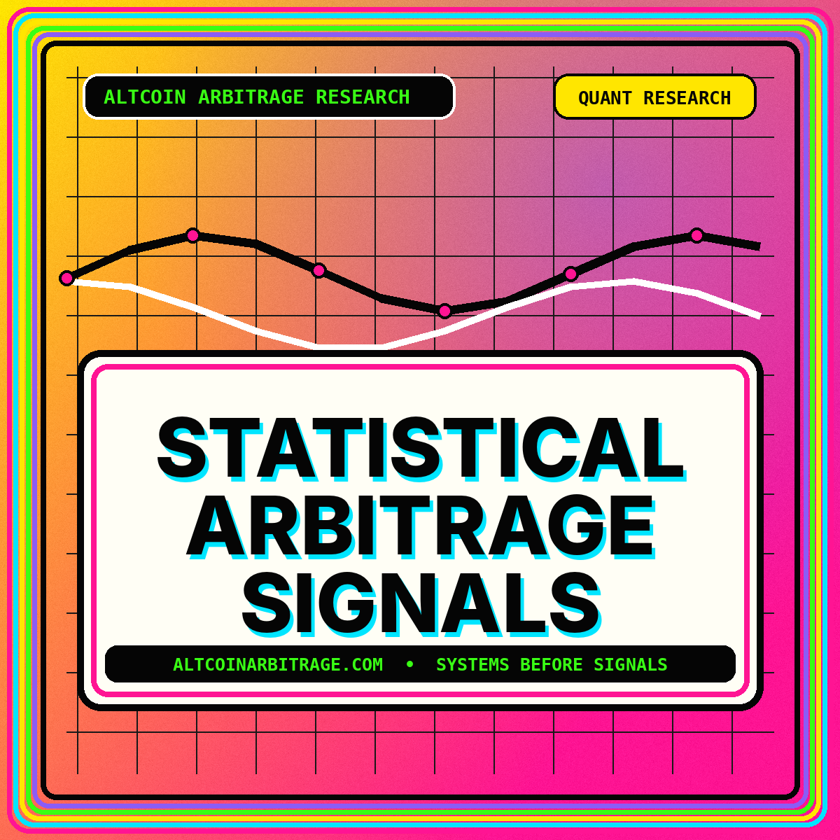 Neon typography artwork for Statistical Arbitrage in Crypto